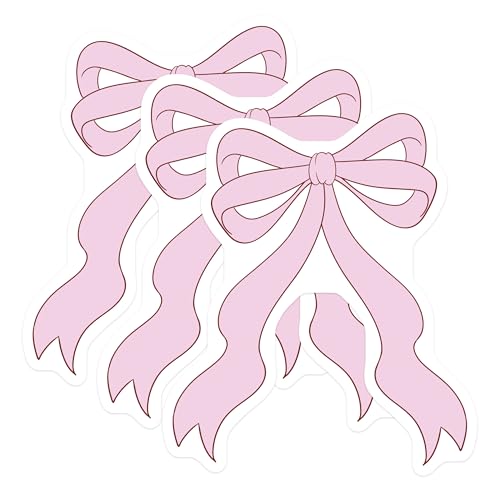 (3 Pack) Pink Bow Decals - Cute Bows Decal - Girly Laptop Decals - 3 Inches On Longest Side - Easy Peel & Apply - Made in USA - 3MCS6012