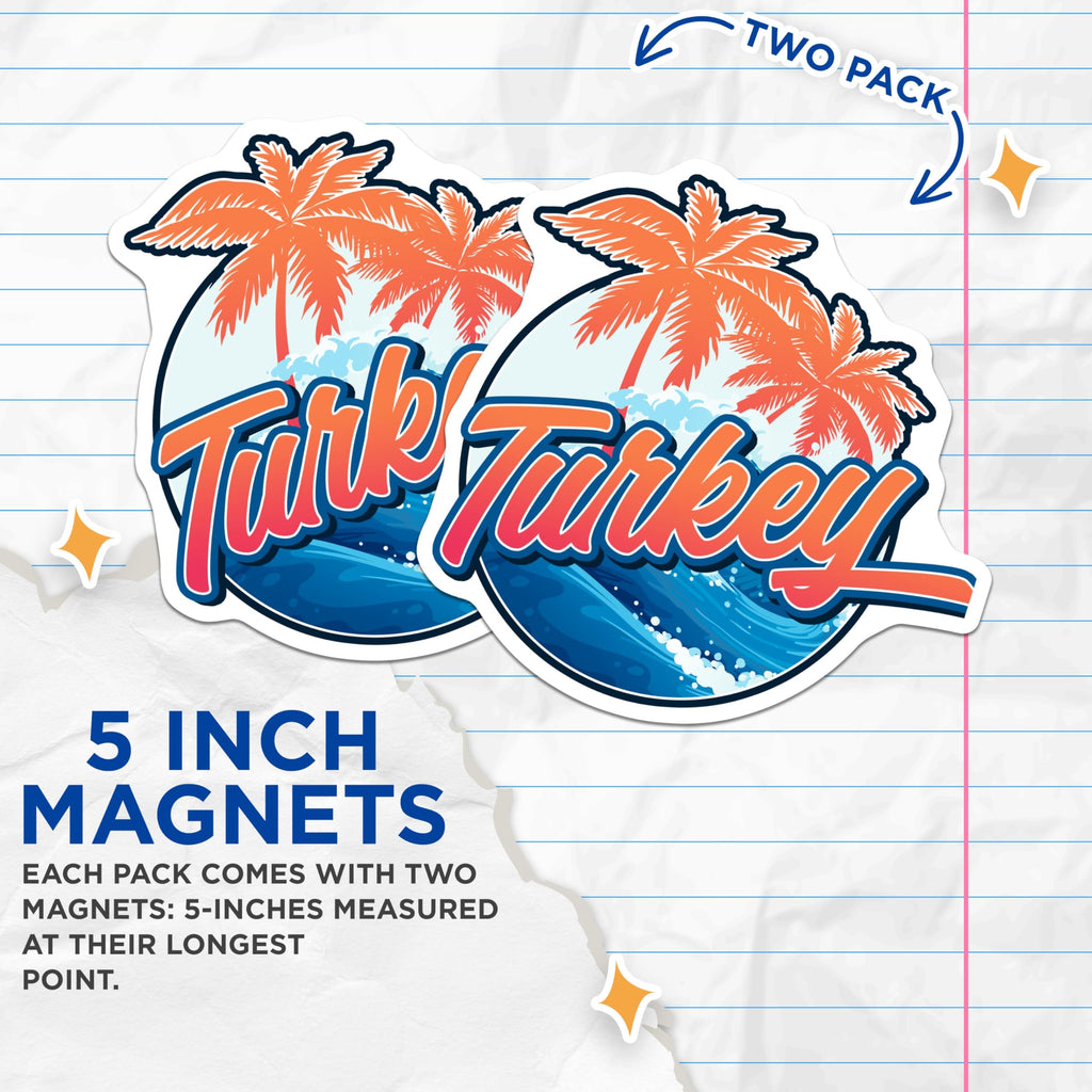 (2 Pack) Turkey Travel Magnets - Vacation Destination Decor - Tropical Beach Fridge Magnets - 5" On Longest Side - Premium Magnet - for Cars, Refrigerators, Toolboxes, Lockers - Made in USA - MAG17849