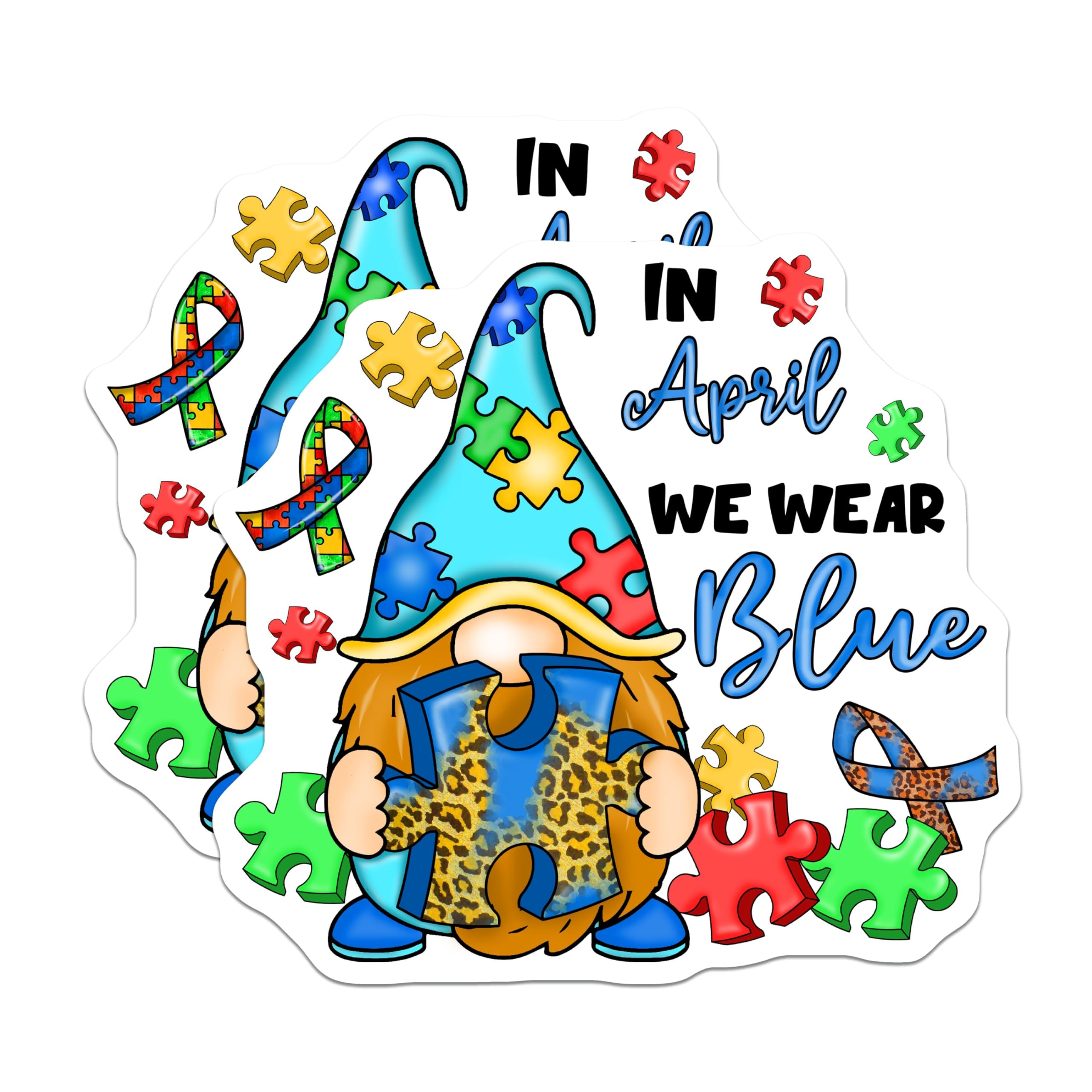 (2 Pack) Autism Awareness Stickers - April Awareness - 5" On Longest Side - Sticks to Smooth Flat Surfaces - Made in USA - BMCS8811 - BMCS8811