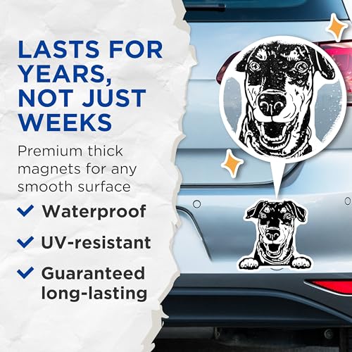 (2 Pack) Cute Dog Magnets - Pet Lover - Fun Fridge Magnets - Animal Art Magnets - Kitchen Accessories - 5" On Longest Side - for Cars, Fridges, Toolboxes - Made in USA - MAG4034