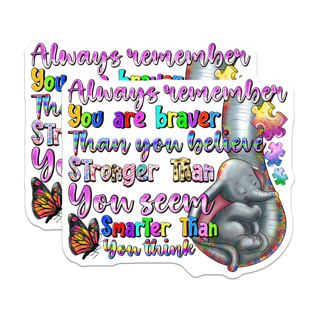 (2 Pack) Autism Awareness Magnets - Inspirational Elephant Decor - Motivational Quote for Neurodiversity - 5 Inches On Longest Side - Thick Durable Magnet - Made in USA - MAG29105