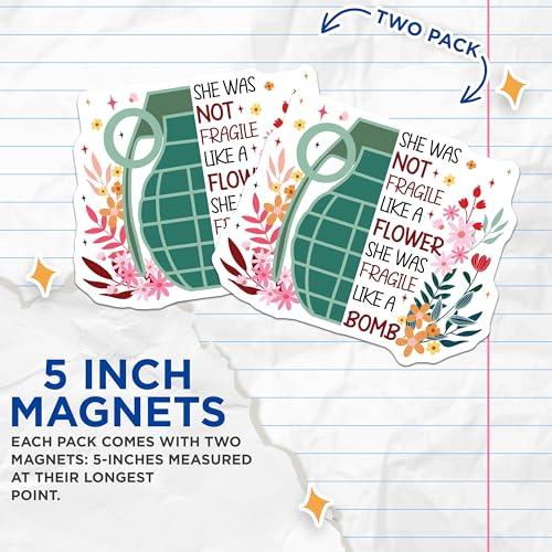 (2 Pack) Inspirational Quote Magnets - Motivational Magnets - Floral Design Magnets - Unique Magnets for Home - 5" On Longest Side - for Cars, Fridges, Toolboxes - Made in USA - MAG4195