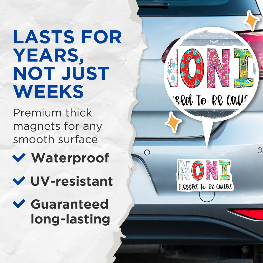 (2 Pack) Noni Blessed Magnets - Grandmother Decorations - Nana Gift Idea Refrigerator Decor - 5" On Longest Side - Premium Magnet - for Cars, Refrigerators, Toolboxes, Lockers - Made in USA - MAG14239
