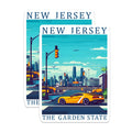 (2 Pack) New Jersey Stickers - Garden State - Cityscape Art Decals - 5" On Longest Side - Sticks to Smooth Flat Surfaces - Made in USA - BMCS17516