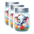 (3 Pack) Elephant in Jar Decals - Cute Animal Art - Floral Design - 3 Inches On Longest Side - Easy Peel & Apply - Made in USA - 3MCS8115