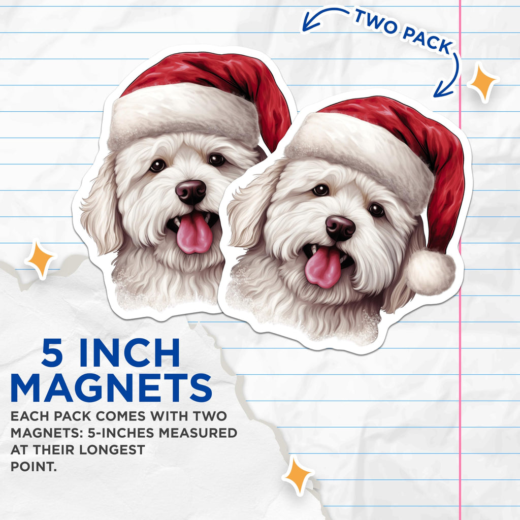 (2 Pack) Santa Dog Magnets - Christmas Puppy Decor - Pet Lover Holiday - 5 Inches On Longest Side - Thick Durable Magnet - Made in USA - MAG30037