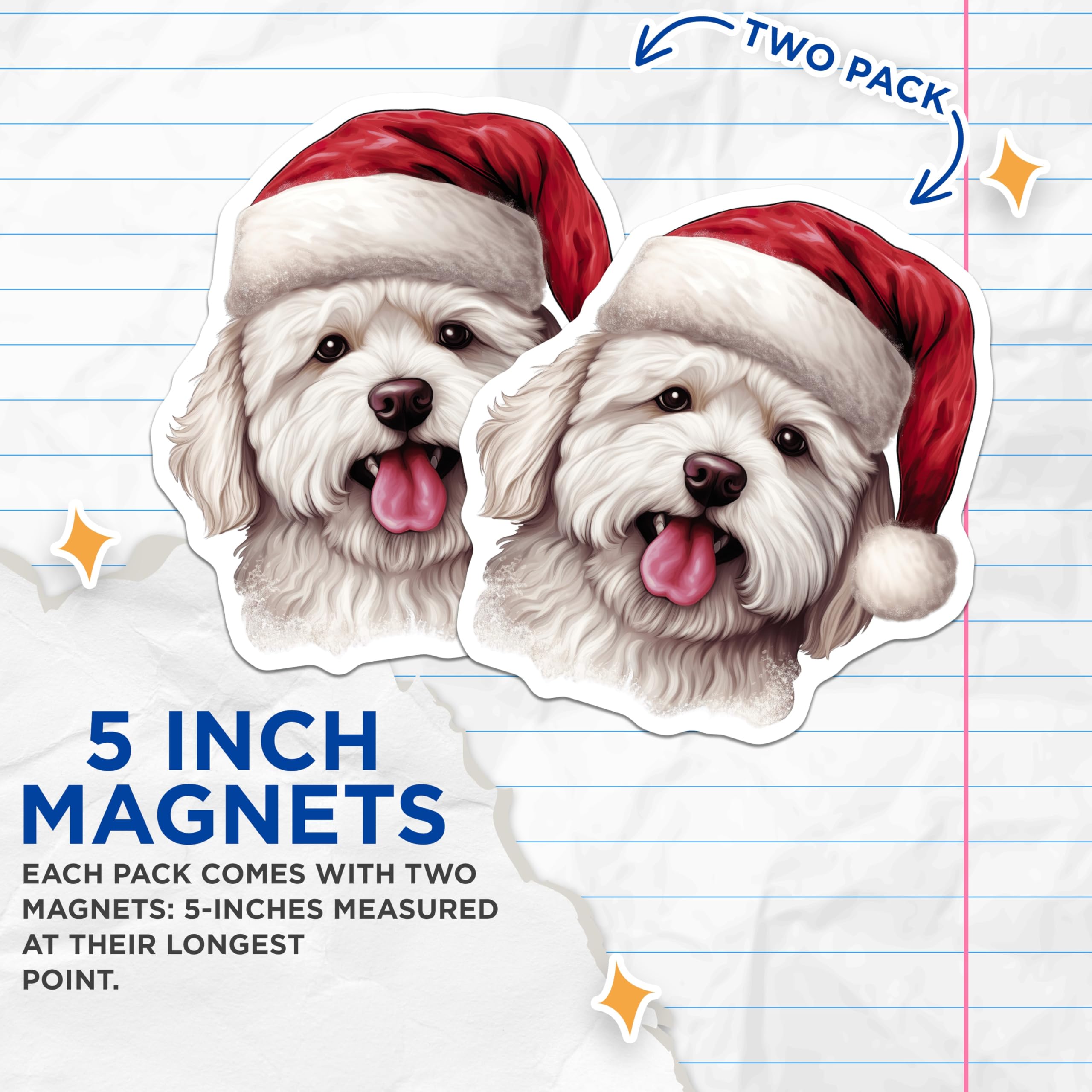 (2 Pack) Santa Dog Magnets - Christmas Puppy Decor - Pet Lover Holiday - 5 Inches On Longest Side - Thick Durable Magnet - Made in USA - MAG30037