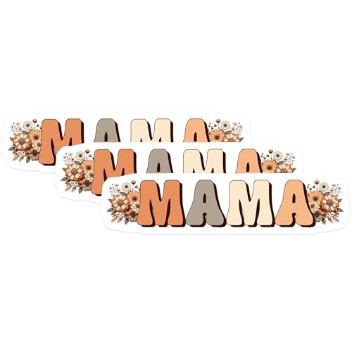 (3 Pack) Mama Floral Decals - Boho Mama Design - Motherhood Stickers - 3 Inches On Longest Side - Easy Peel & Apply - Made in USA - 3MCS6957