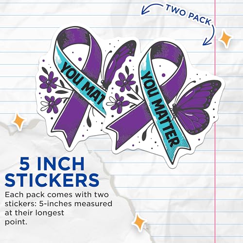 (2 Pack) You Matter Stickers - Inspirational Sticker - Positive Message Vinyl Decal - 5" On Longest Side - Sticks to Smooth Flat Surfaces - Made in USA - BMCS6244