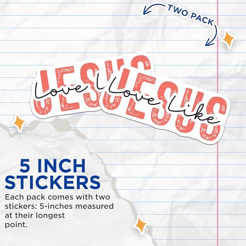 (2 Pack) Love Like Jesus Stickers - Religious Christian Decal - Faith Inspirational Sticker - 5" On Longest Side - Sticks to Smooth Flat Surfaces - Made in USA - BMCS6470