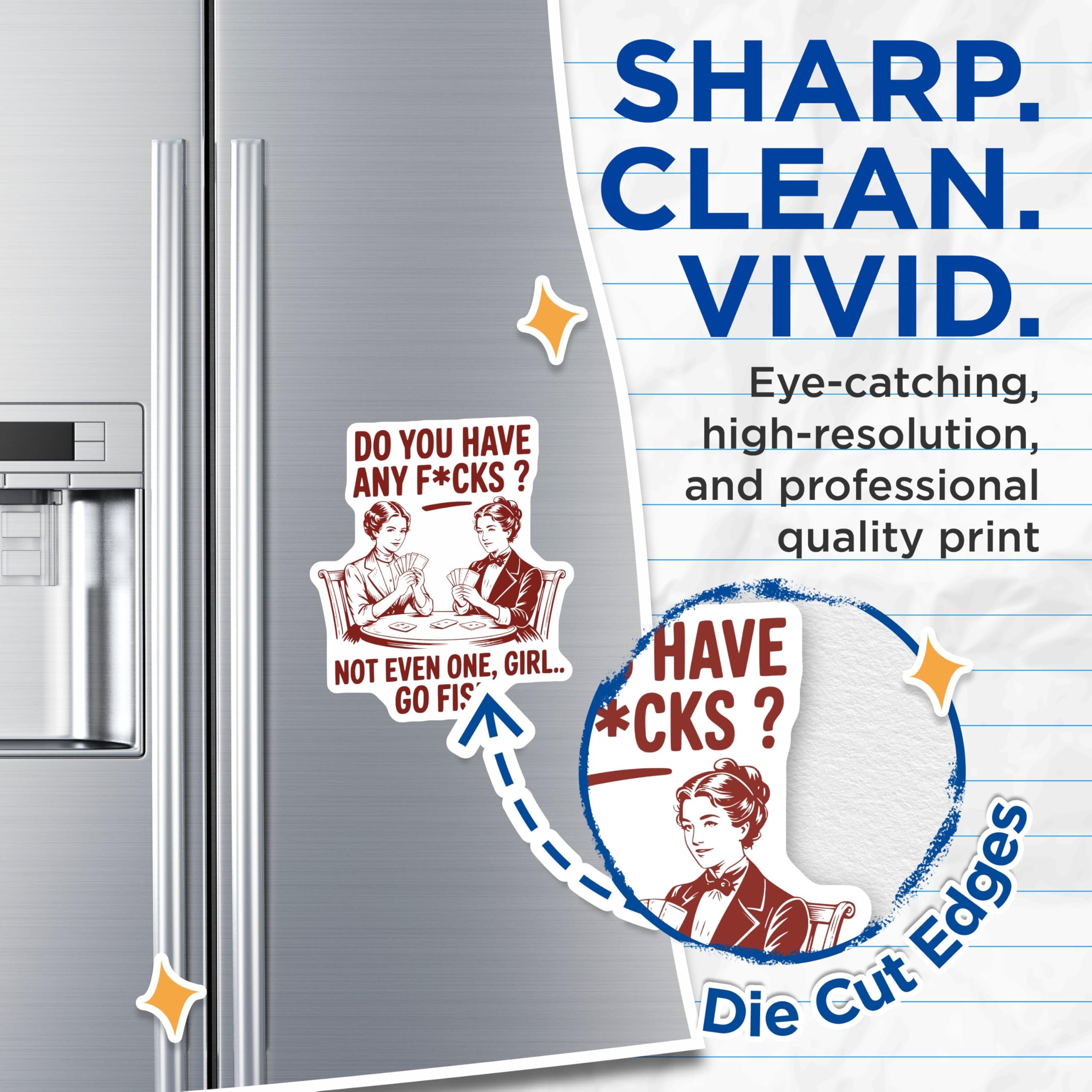(2 Pack) Funny Go Fish Magnets - Retro Humor - Sarcastic Fridge Decor - 5" On Longest Side - Premium Magnet - for Cars, Refrigerators, Toolboxes, Lockers - Made in USA - MAG16472