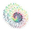 (2 Pack) Rainbow Sunflower Stickers - Floral Decal - Colorful Flower Sticker - 5" On Longest Side - Sticks to Smooth Flat Surfaces - Made in USA - BMCS17159