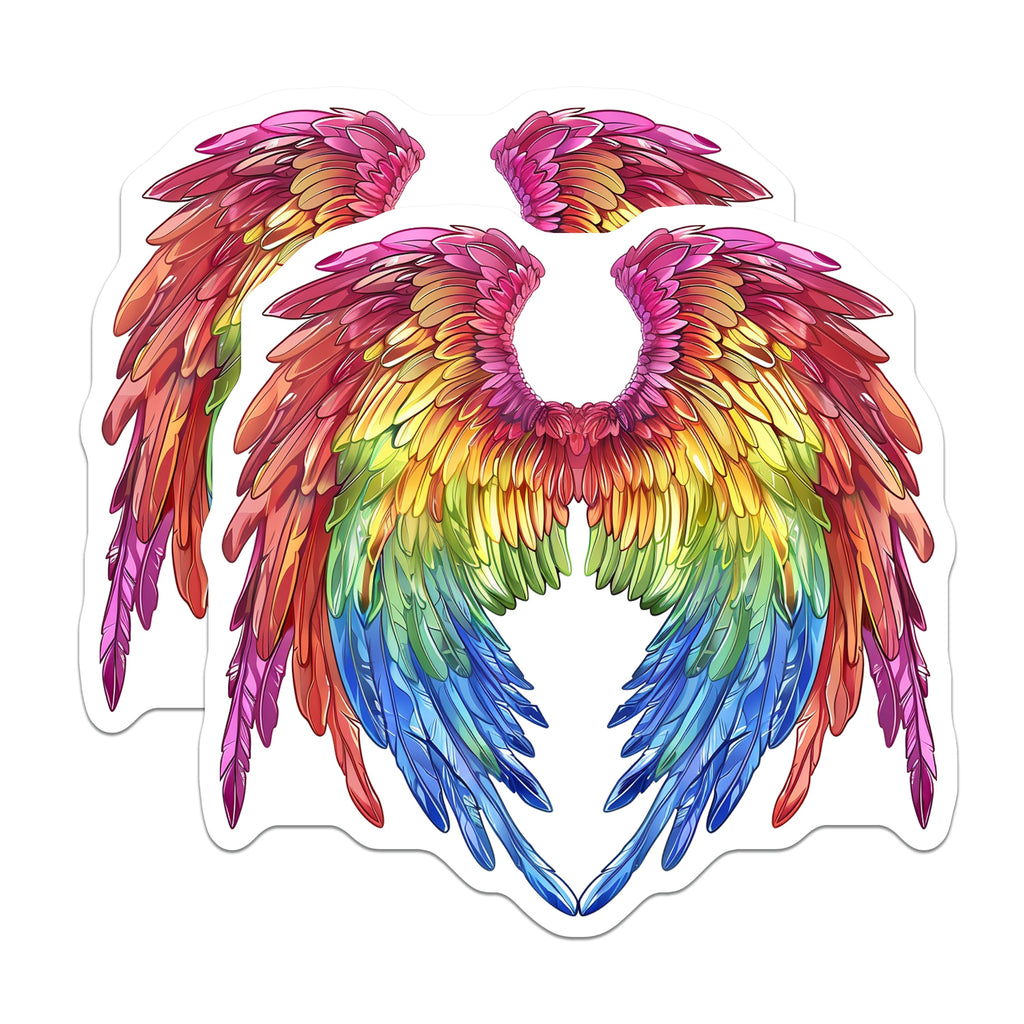 (2 Pack) Rainbow Wings Magnets - LGBTQ Pride Decor - Fantasy Art Aesthetic Fridge Magnets - 5 Inches On Longest Side - Thick Durable Magnet - Made in USA - MAG36791