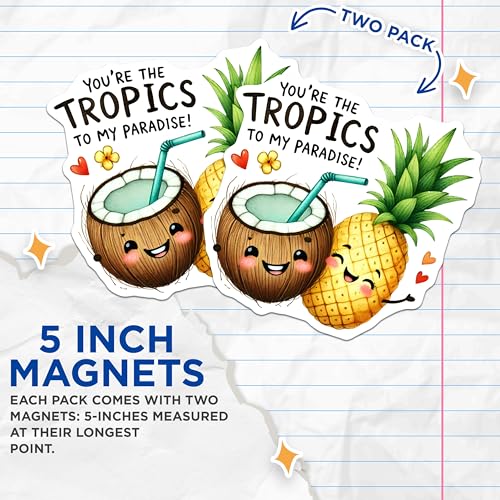 (2 Pack) Tropics to My Paradise Magnets Magnets - 5" On Longest Side - Made in USA - Sticks to Refrigerators & Metal Surfaces - MAG8759
