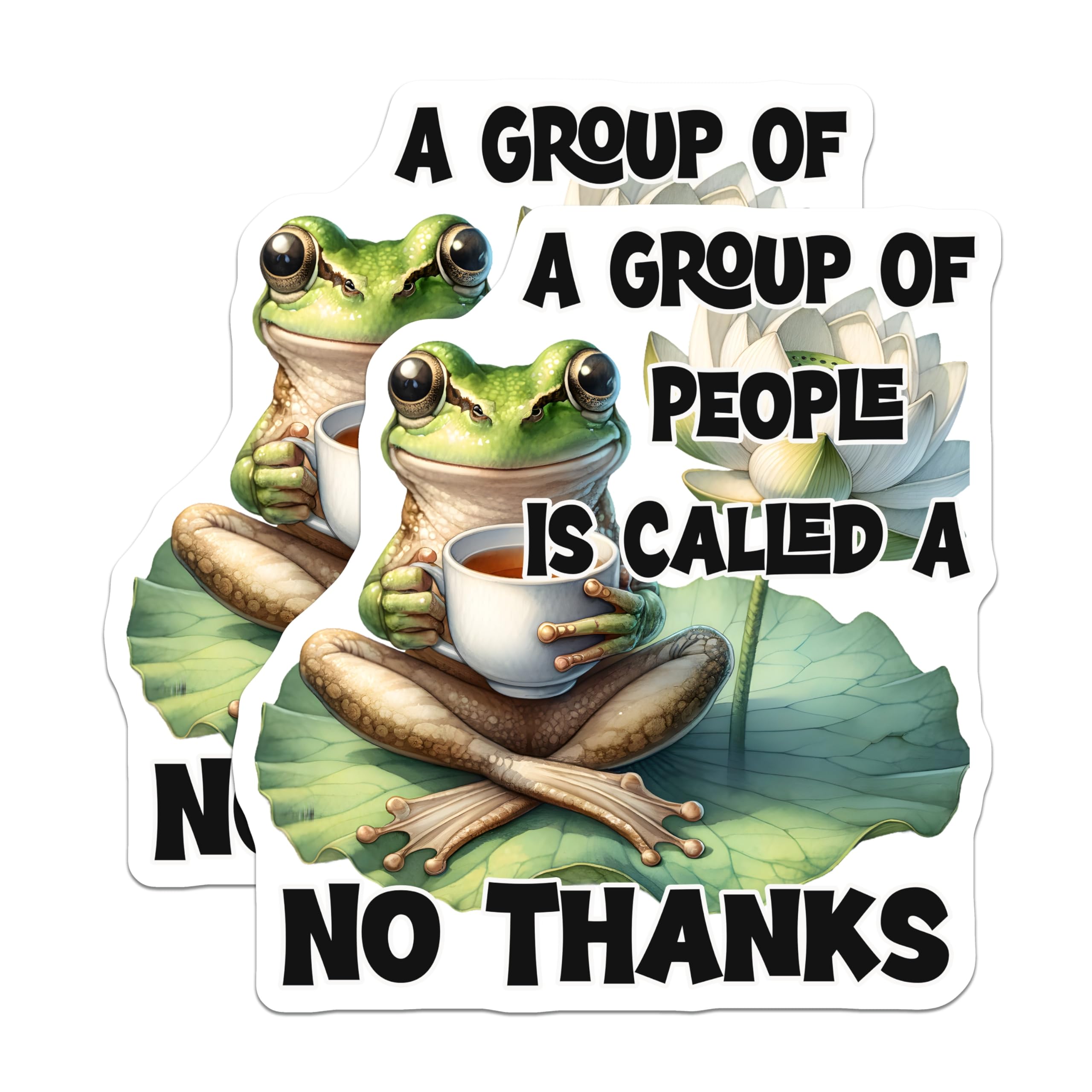 (2 Pack) Funny Frog Magnets - No Thanks Meme - Tea Drinking Frog Home Decor - 5" On Longest Side - Premium Magnet - for Cars, Refrigerators, Toolboxes, Lockers - Made in USA - MAG14230