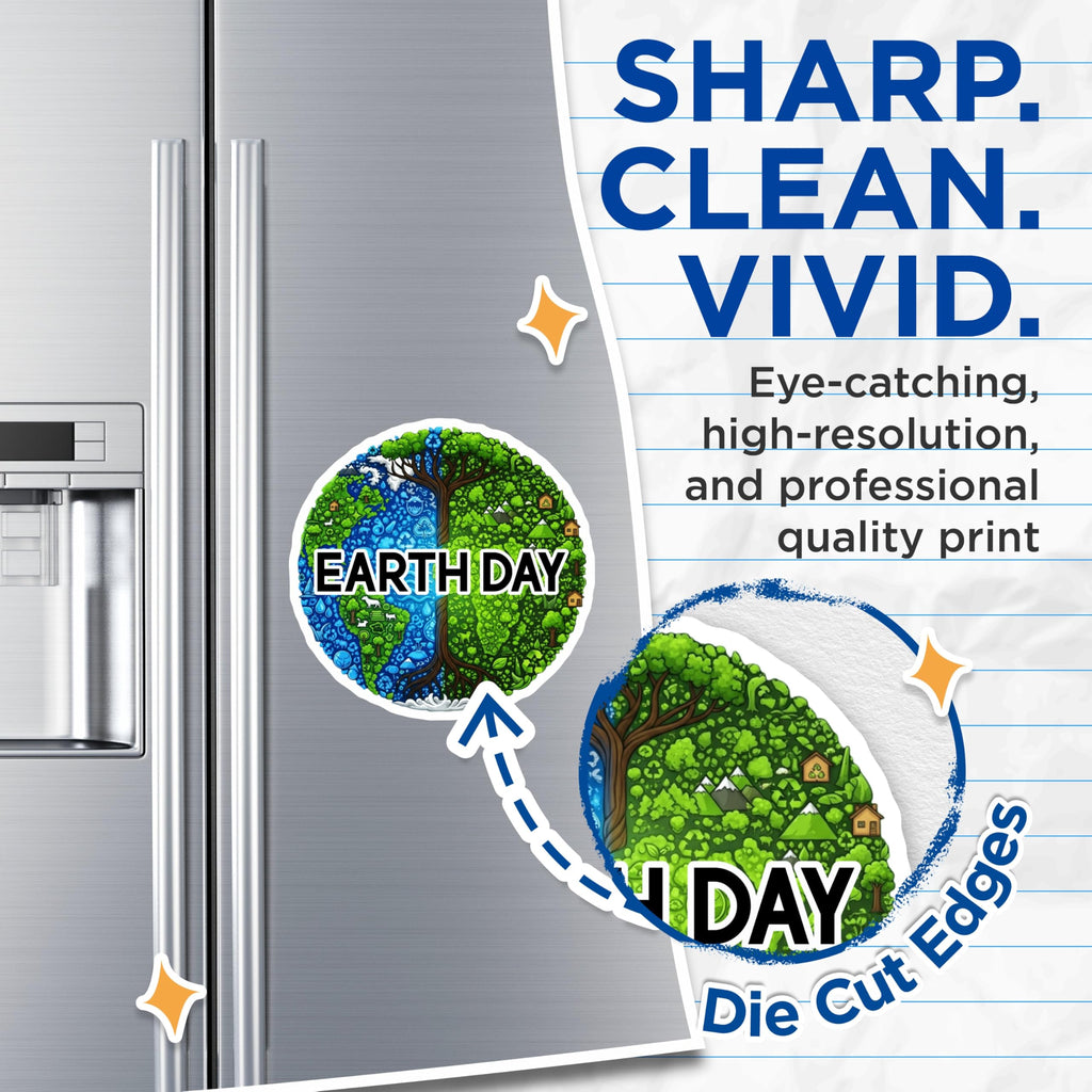 (2 Pack) Earth Day Magnets - Environmental Awareness Decor - Planet Conservation Art - Nature Lover Magnet - 5 Inches On Longest Side - Thick Durable Magnet - Made in USA - MAG22226
