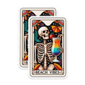 (2 Pack) Beach Vibes Stickers - Skeleton Drink Stickers - Retro Summer Stickers - 5" On Longest Side - Sticks to Smooth Flat Surfaces - Made in USA - BMCS4769