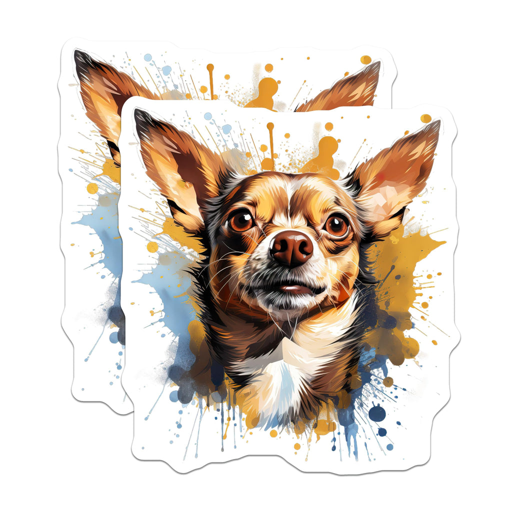 (2 Pack) Chihuahua Magnets - Watercolor Dog Art - Pet Owner Fridge Decor - 5 Inches On Longest Side - Thick Durable Magnet - Made in USA - MAG26181
