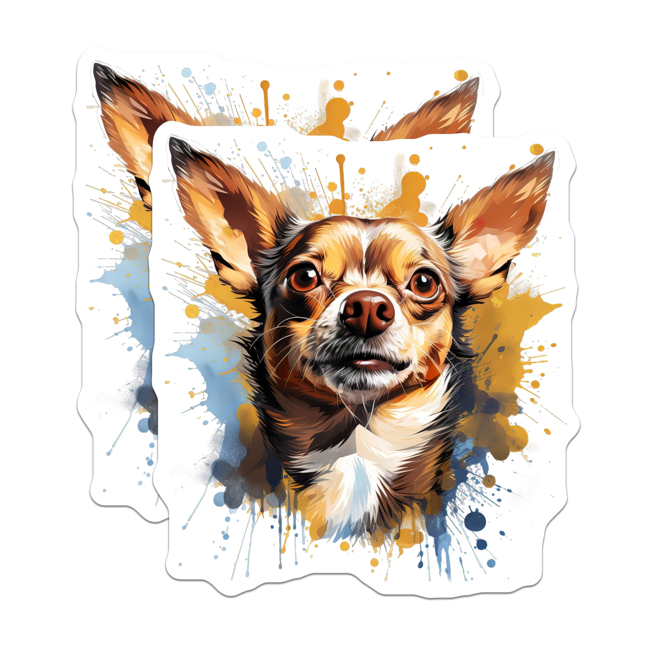(2 Pack) Chihuahua Magnets - Watercolor Dog Art - Pet Owner Fridge Decor - 5 Inches On Longest Side - Thick Durable Magnet - Made in USA - MAG26181