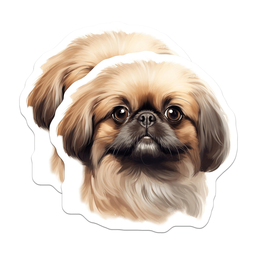 (2 Pack) Pekingese Dog Magnets - Cute Fluffy Puppy Art - Pet Lover Animal Portrait - Dog Mom Dad Fridge Decor - 5 Inches On Longest Side - Thick Durable Magnet - Made in USA - MAG26720