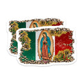 (2 Pack) Virgen de Guadalupe Mexican Flag Magnets - Our Lady Catholic Boho Decor - Leopard Print Sunflowers Spiritual Art - 5 Inches On Longest Side - Thick Durable Magnet - Made in USA - MAG27368