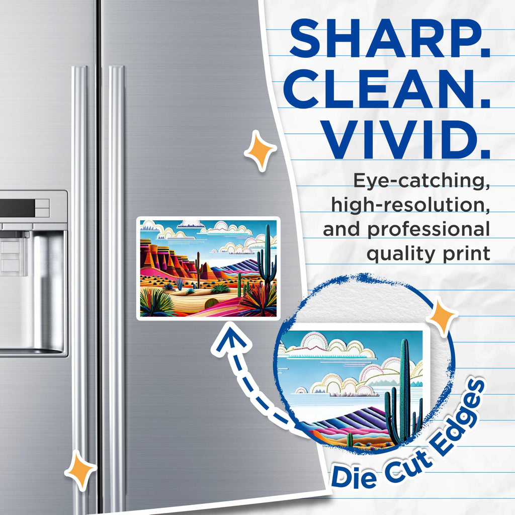 (2 Pack) Desert Landscape Magnets - Southwestern Art Magnets - Cactus Scene Fridge Decor - 5" On Longest Side - Premium Magnet - for Cars, Refrigerators, Toolboxes, Lockers - Made in USA - MAG18612