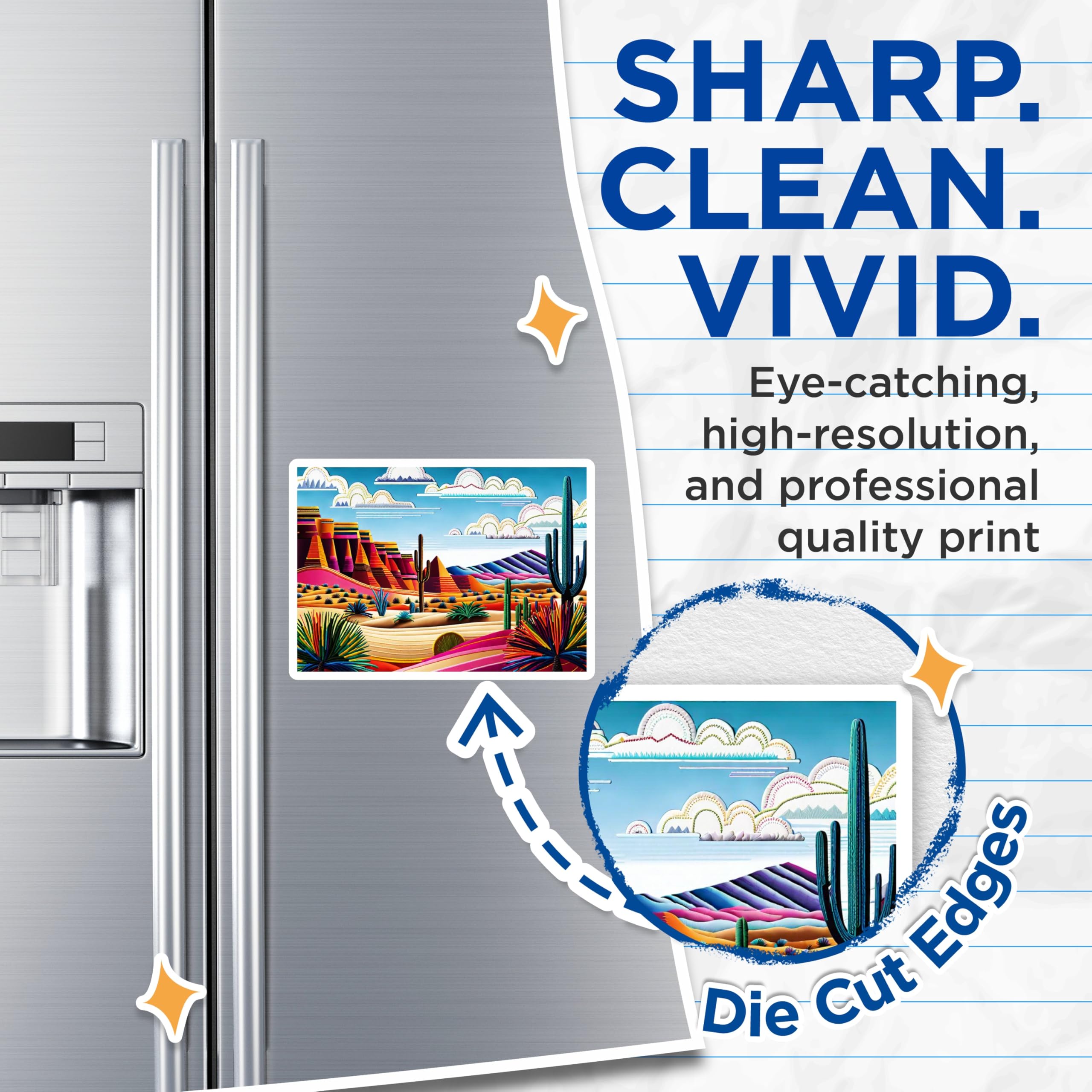 (2 Pack) Desert Landscape Magnets - Southwestern Art Magnets - Cactus Scene Fridge Decor - 5" On Longest Side - Premium Magnet - for Cars, Refrigerators, Toolboxes, Lockers - Made in USA - MAG18612