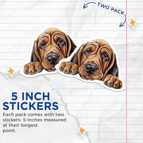 (2 Pack) Dog Art Stickers - Cute Puppy Decal - Animal Lover Stickers - 5" On Longest Side - Sticks to Smooth Flat Surfaces - Made in USA - BMCS9875