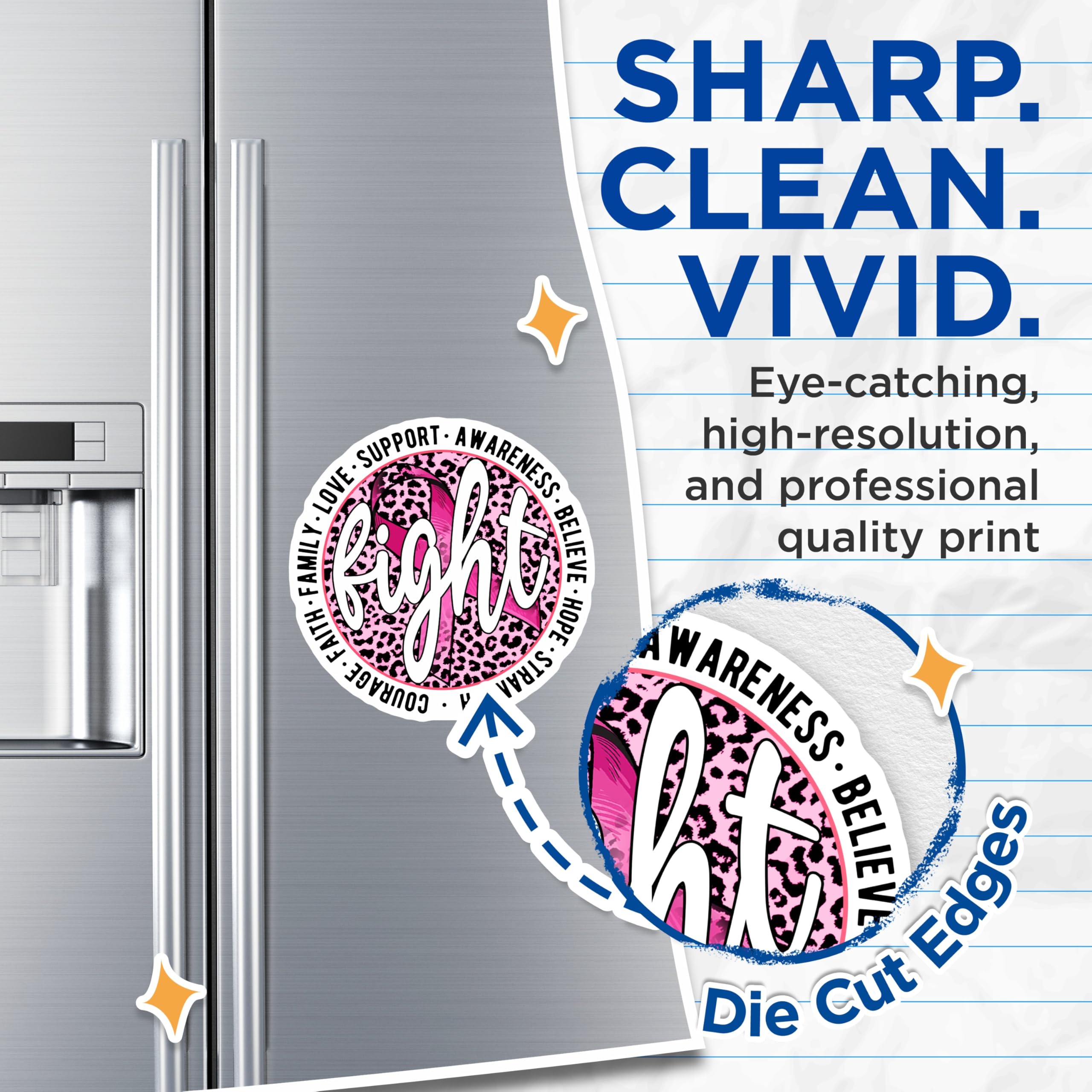 (2 Pack) Breast Cancer Magnets - Pink Ribbon - Fight Magnet Awareness - Support Magnets - 5" On Longest Side - Premium Magnet - for Cars, Refrigerators, Toolboxes, Lockers - Made in USA - MAG17102