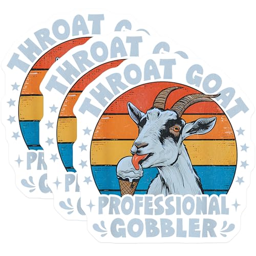 (3 Pack) Throat Goat Decals - Professional Gobbler - Funny Goat Sticker - 3 Inches On Longest Side - Easy Peel & Apply - Made in USA - 3MCS2373
