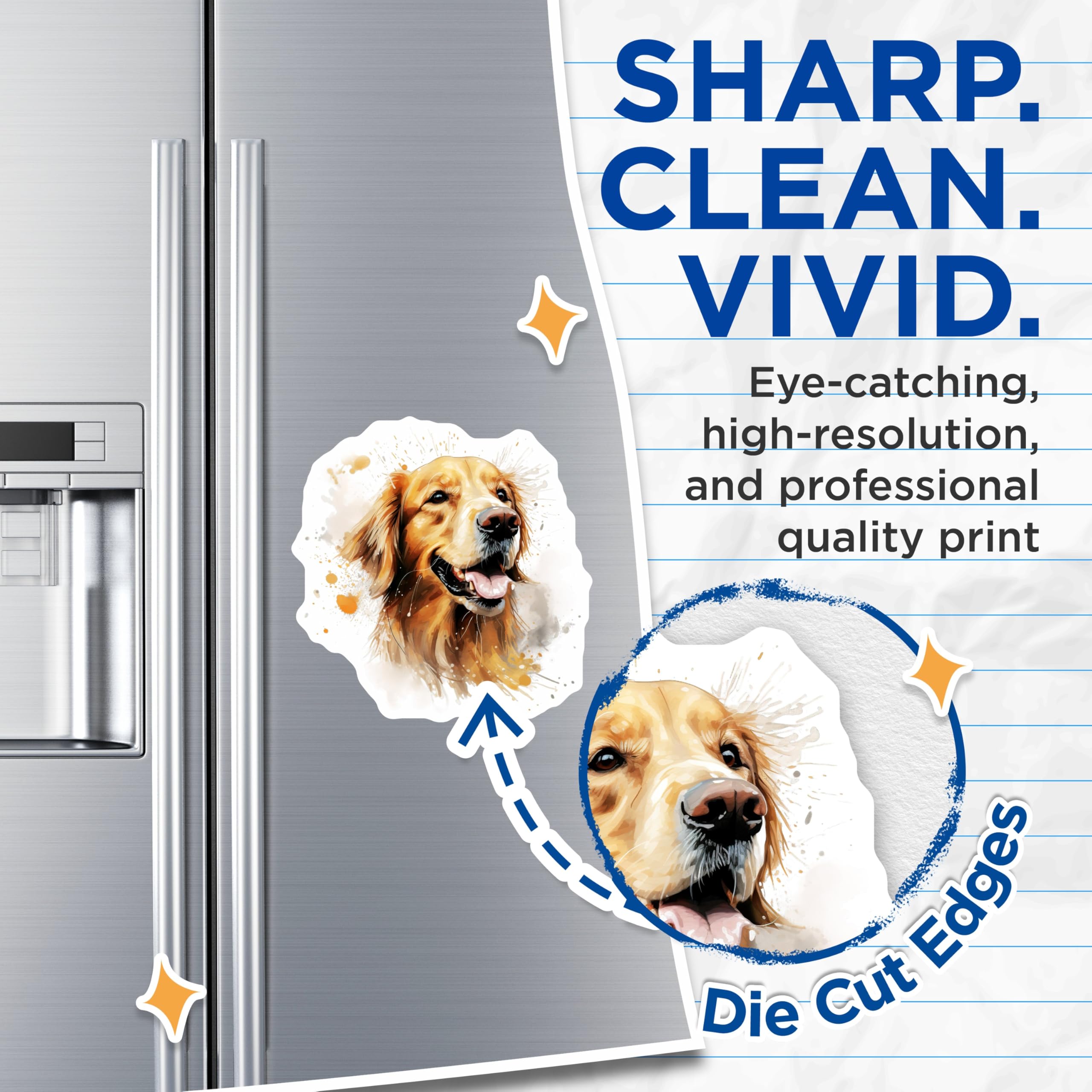 (2 Pack) Golden Retriever Magnets - Dog Lover Kitchen Decor - Pet Portrait Refrigerator Art - 5 Inches On Longest Side - Thick Durable Magnet - Made in USA - MAG25821
