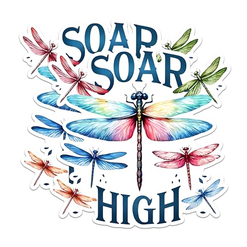 (2 Pack) Soar High Dragonfly Magnets - Inspirational Dragonfly Magnets - Motivational Quote Magnets- 5" On Longest Side - for Fridges, Toolboxes, Cars - Made in USA - MAG2691