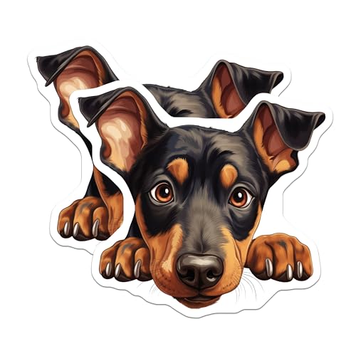 (2 Pack) Cute Dog Stickers - Pet Dog Art - Puppy Graphics - 5" On Longest Side - Sticks to Smooth Flat Surfaces - Made in USA - BMCS9968