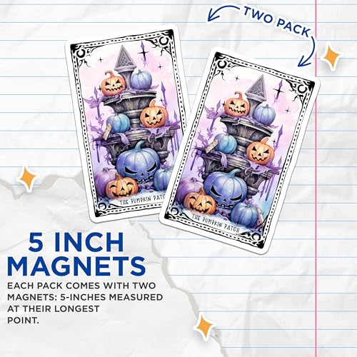 (2 Pack) The Pumpkin Patch Halloween Magnets - Jack O Lantern Magnets - Spooky Autumn Magnets - 5" On Longest Side - for Cars, Refrigerators, Toolboxes, Lockers - Made in USA MAG3591