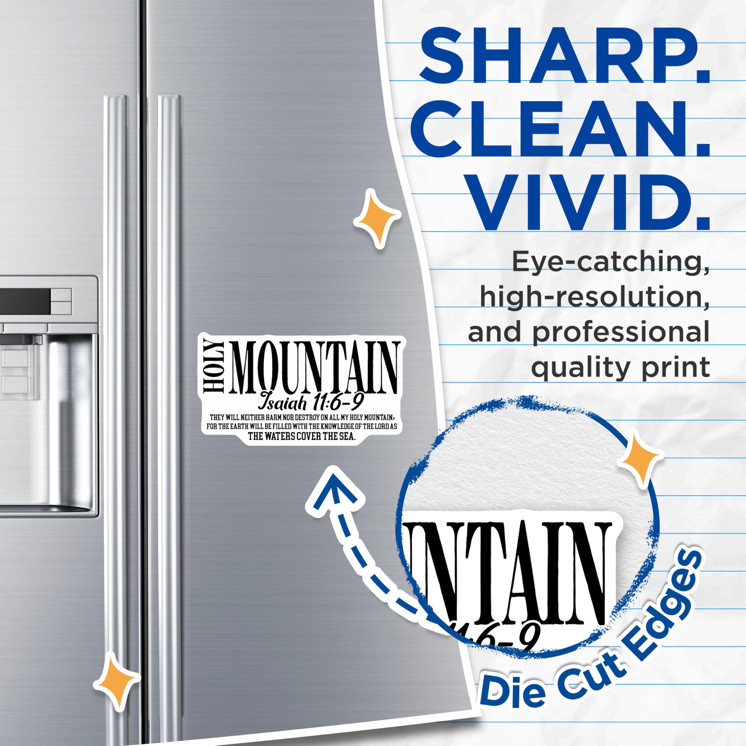 (2 Pack) Holy Mountain Magnets - Isaiah 11:6-9 Scripture Verse - Christian Kitchen Refrigerator Decor - 5 Inches On Longest Side - Thick Durable Magnet - Made in USA - MAG28682