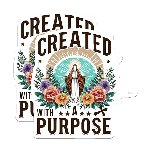 (2 Pack) Created with A Purpose Stickers - Inspirational Quote Stickers - Religious Faith Stickers - 5" On Longest Side - Sticks to Smooth Flat Surfaces - Made in USA - BMCS3970