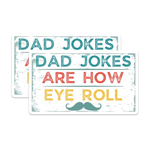 (2 Pack) Dad Jokes Magnets - Funny Dad Quotes Magnets - Humorous - 5" On Longest Side - for Cars, Refrigerators, Toolboxes, Lockers - Made in USA BMCS3413
