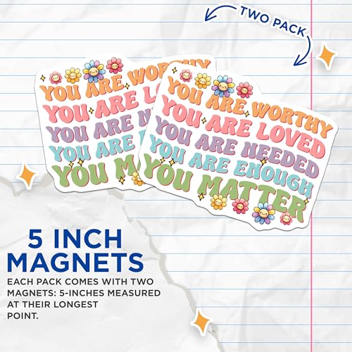 (2 Pack) You are Worthy Magnets - Encouraging Words - Positive Message - 5" On Longest Side - for Cars, Fridges, Toolboxes - Made in USA - MAG8239