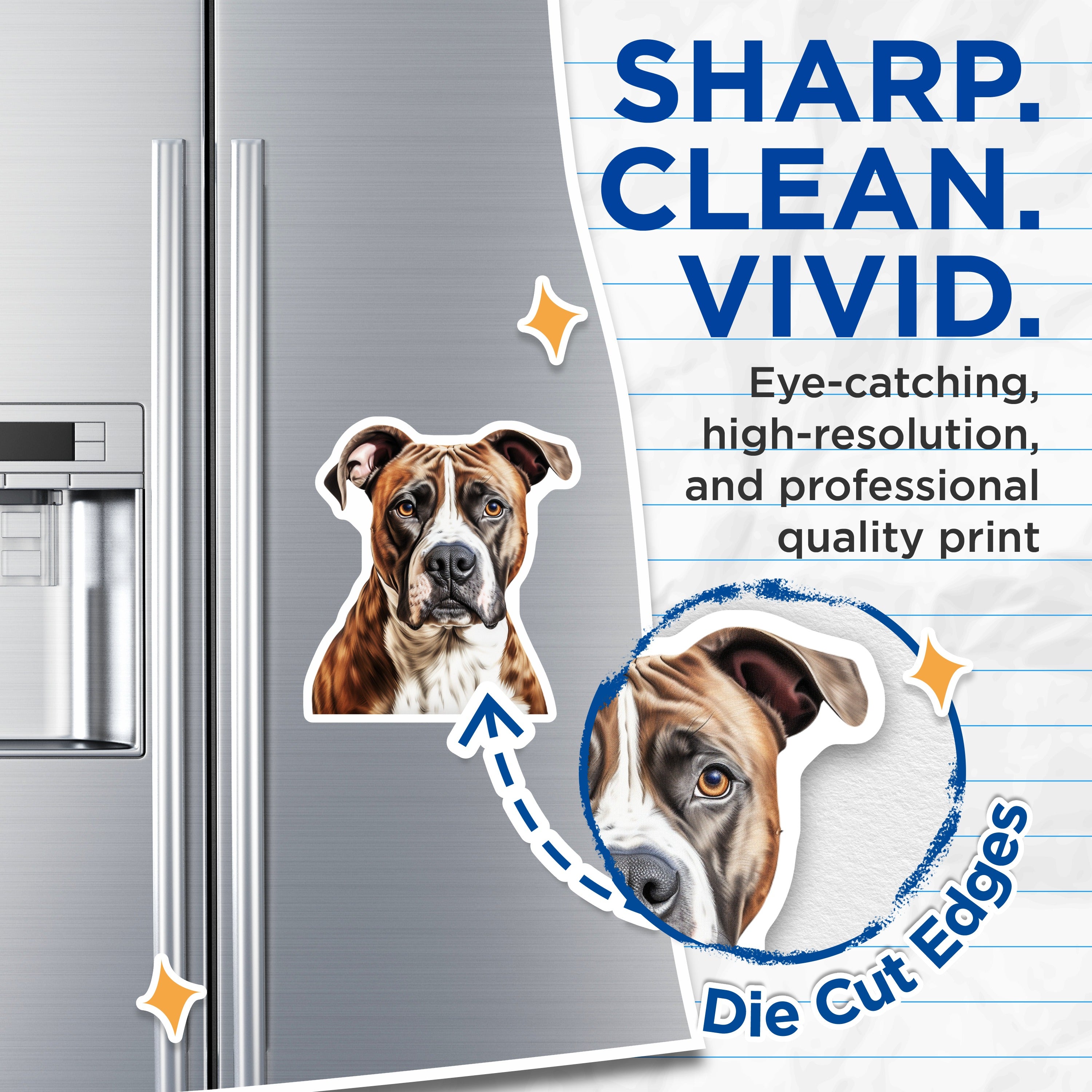(2 Pack) Boxer Dog Magnets - Brindle American Bulldog Art - Pet Lover Dog Mom Dad Fridge Locker Decor - 5 Inches On Longest Side - Thick Durable Magnet - Made in USA - MAG37391