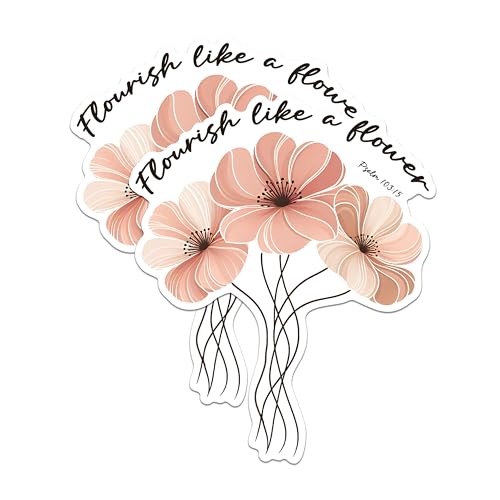 (2 Pack) Flourish Like a Flower Stickers - Inspirational Quote Stickers - Flower Art Stickers - 5" On Longest Side - Sticks to Any Smooth Flat Surface - Made in USA - BMCS2836