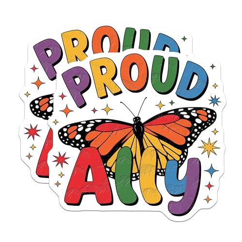 (2 Pack) Proud Ally Magnets Magnets - Butterfly Magnet - Rainbow Support Magnet - 5" On Longest Side - Made in USA - Sticks to Refrigerators & Metal Surfaces - MAG9159