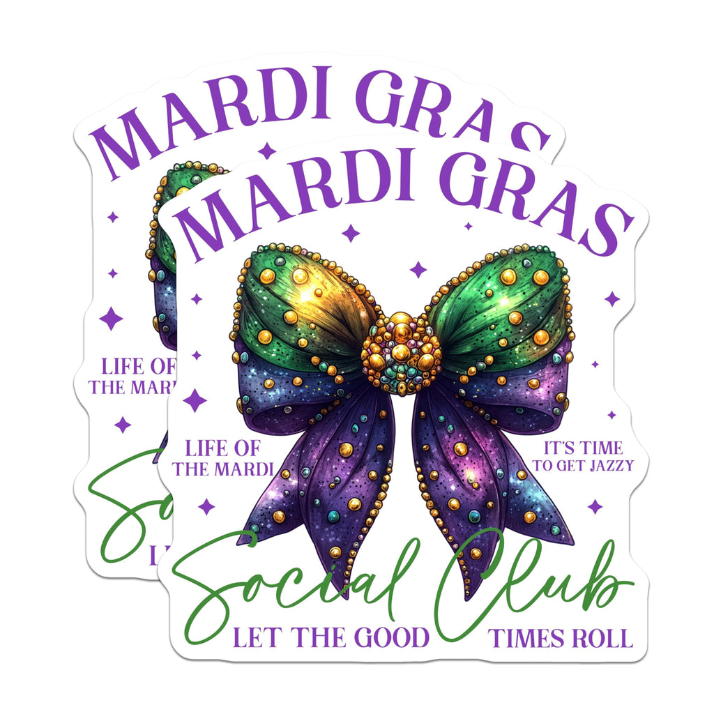 (2 Pack) Mardi Gras Social Club Magnets - Let The Good Times Roll - Festive New Orleans Decor - 5" On Longest Side - for Cars, Refrigerators, Toolboxes, Lockers - Made in USA BMCS3404