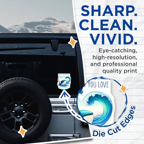 (2 Pack) Whale Ocean Conservation Stickers - Eco Friendly Message - Protect What You Love Decals - 5" On Longest Side - Sticks to Smooth Flat Surfaces - Made in USA - BMCS7963