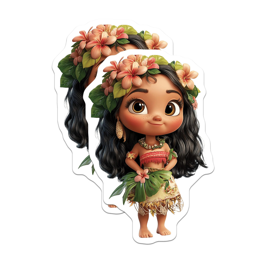 (2 Pack) Adorable Island Girl Magnets - Tropical Adventure Princess Decor - Cute Kawaii Fridge Locker Refrigerator Magnets - 5 Inches On Longest Side - Thick Durable Magnet - Made in USA - MAG19791