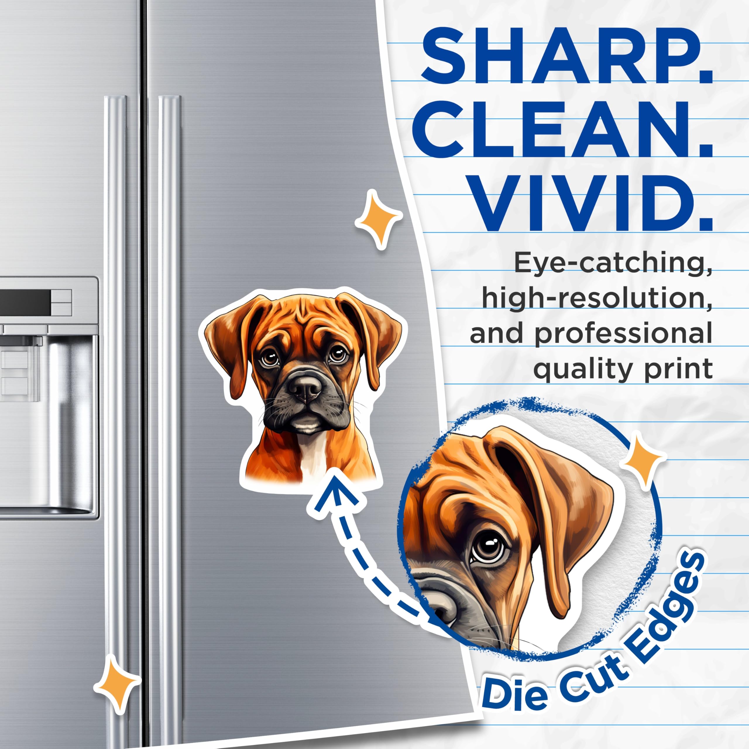(2 Pack) Boxer Puppy Magnets - Dog Mom Dad Decor - Animal Lover Kitchen Art - 5 Inches On Longest Side - Thick Durable Magnet - Made in USA - MAG25929