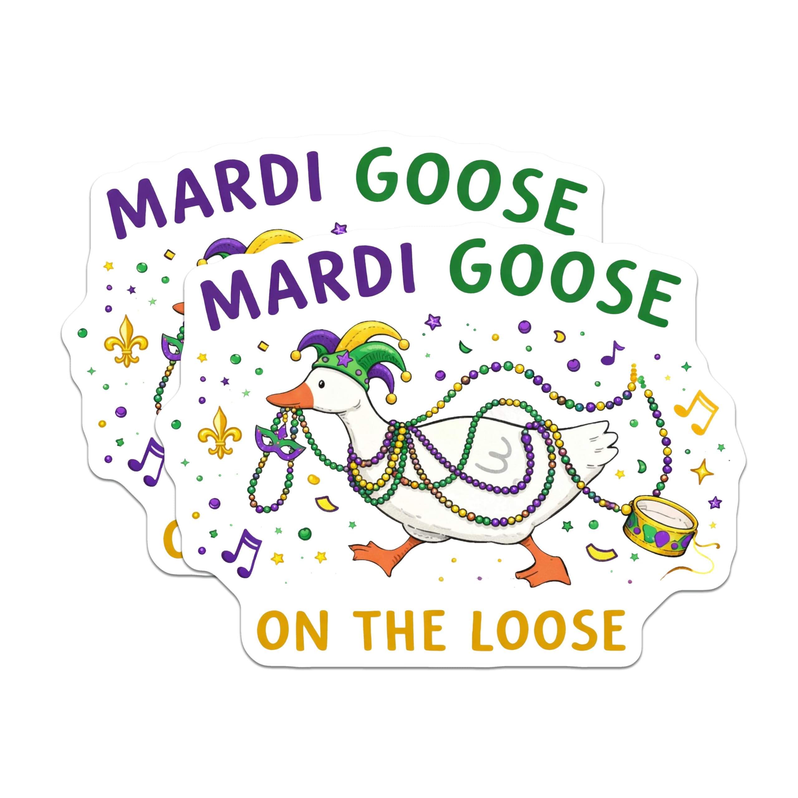 (2 Pack) Mardi Goose Magnets - Fun Holiday Decor - Louisiana Celebration Accessory - 5" On Longest Side - Premium Magnet - for Cars, Refrigerators, Toolboxes, Lockers - Made in USA - MAG17100