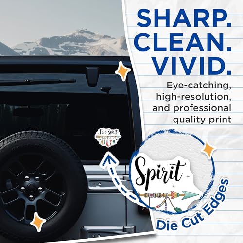 (2 Pack) Free Spirit Stickers - Boho Feather Arrow - Inspirational Quote - 5" On Longest Side - Sticks to Smooth Flat Surfaces - Made in USA - BMCS7047