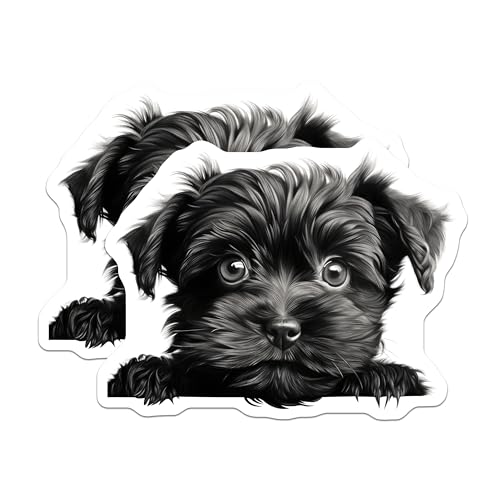 (2 Pack) Cute Puppy Dog Stickers - Animal Lovers - Adorable Dog Art - 5" On Longest Side - Sticks to Smooth Flat Surfaces - Made in USA - BMCS9815