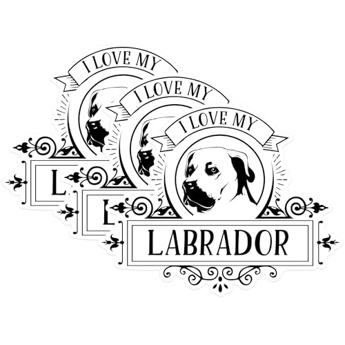 (3 Pack) Labrador Decals - I Love My Lab - Laptop Dog Decals - 3 Inches On Longest Side - Easy Peel & Apply - Made in USA - 3MCS1760
