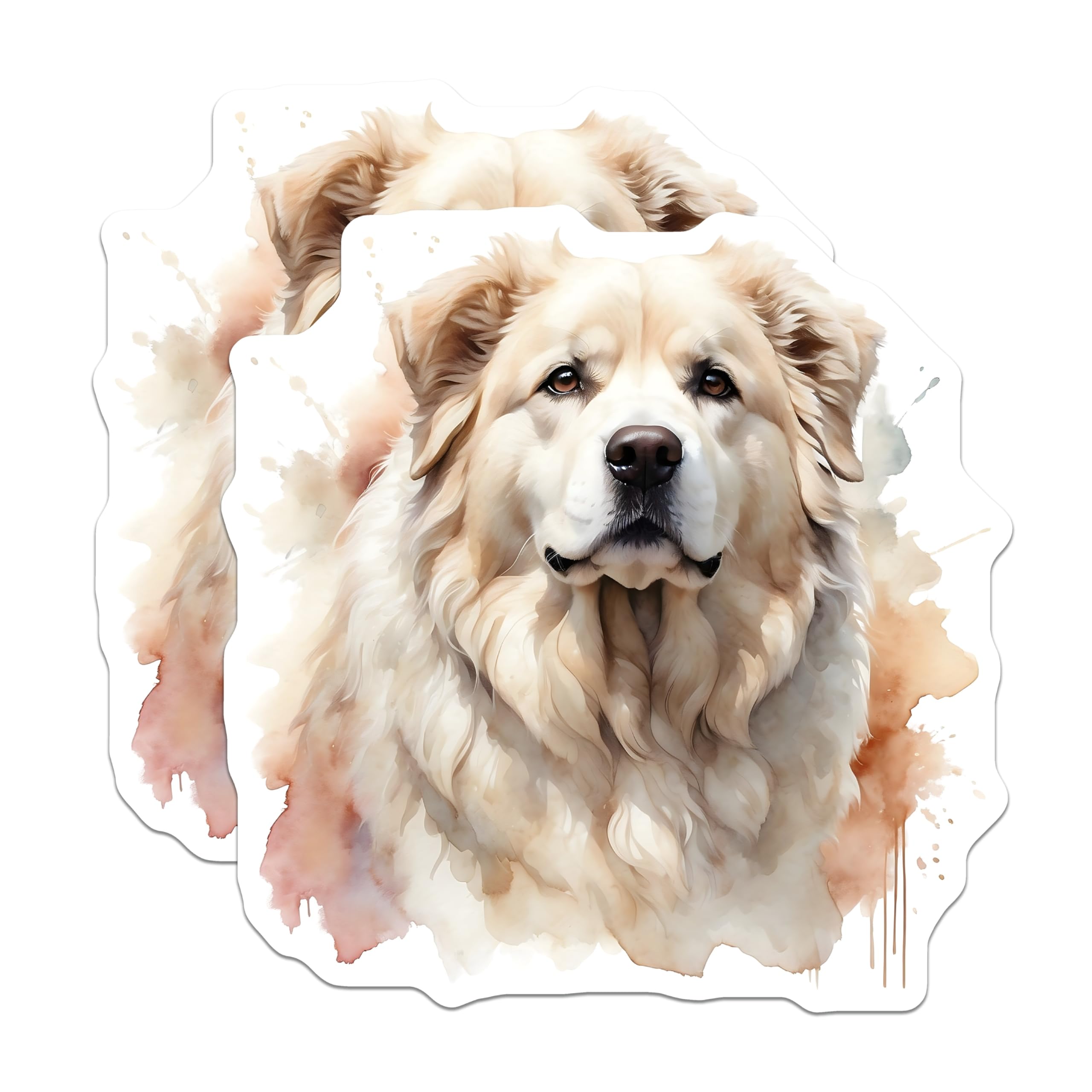 (2 Pack) Great Pyrenees Magnets - Pyrenees Dog Lover - Watercolor Style Pet Magnets - 5" On Longest Side - Premium Magnet - for Cars, Refrigerators, Toolboxes, Lockers - Made in USA - MAG14683